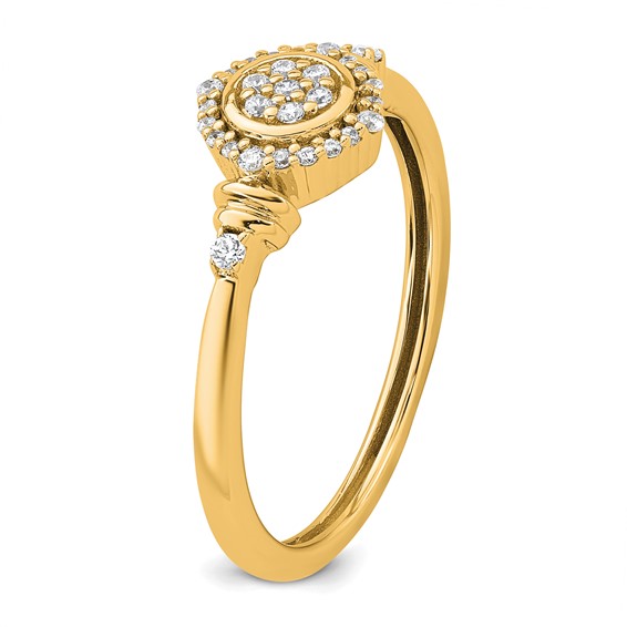 14k Complete Diamond Round Cluster Halo Engagement Ring