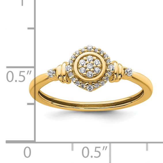 14k Complete Diamond Round Cluster Halo Engagement Ring