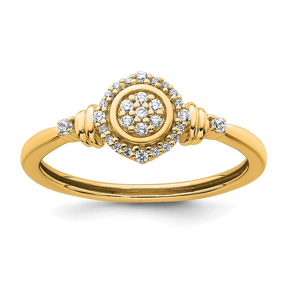 14k Complete Diamond Round Cluster Halo Engagement Ring