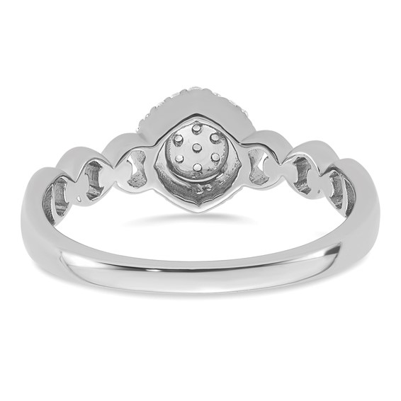 14k White Gold Complete Diamond Round Cluster Halo Engagement Ring