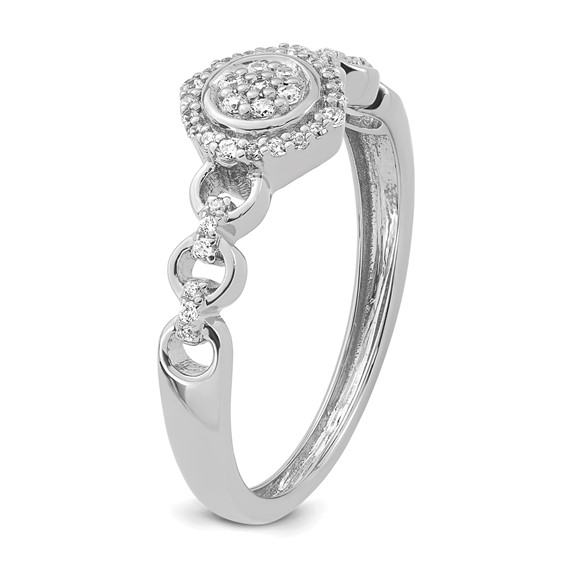 14k White Gold Complete Diamond Round Cluster Halo Engagement Ring