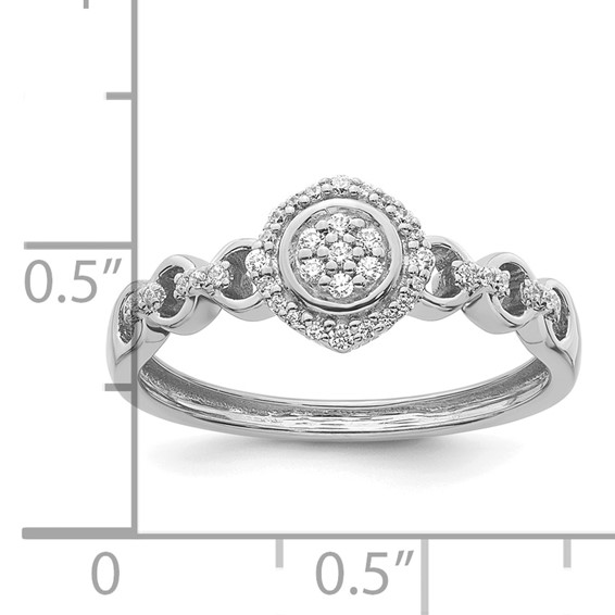 14k White Gold Complete Diamond Round Cluster Halo Engagement Ring