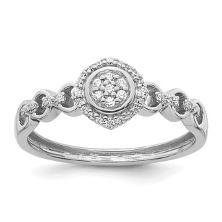 14k White Gold Complete Diamond Round Cluster Halo Engagement Ring