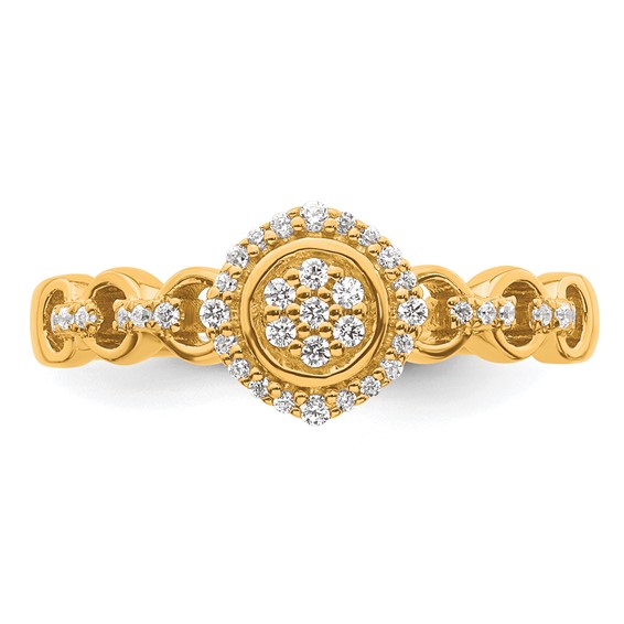 14k Complete Diamond Round Cluster Halo Engagement Ring