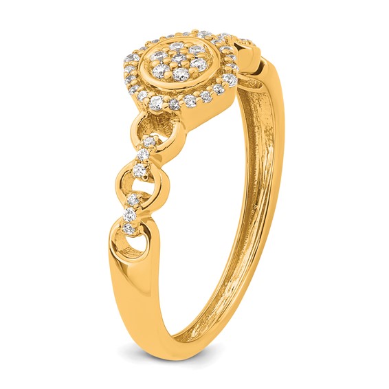 14k Complete Diamond Round Cluster Halo Engagement Ring