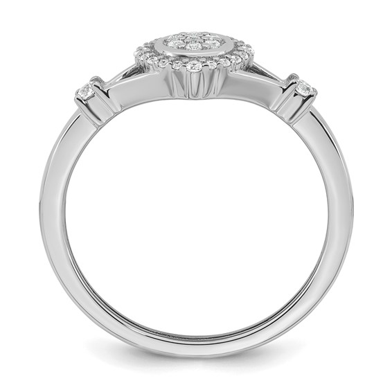 14k White Gold Complete Diamond Round Cluster Halo Engagement Ring