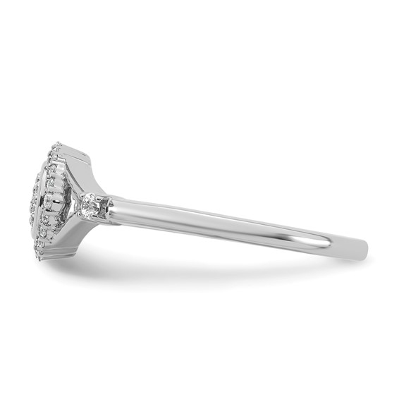 14k White Gold Complete Diamond Round Cluster Halo Engagement Ring