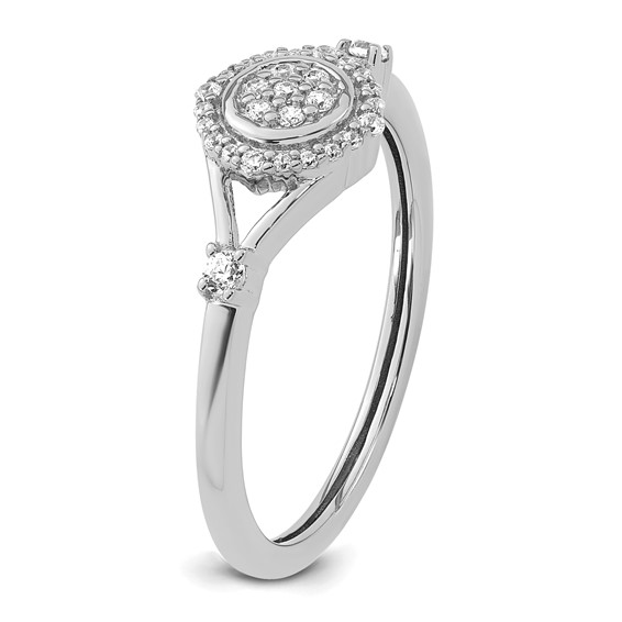 14k White Gold Complete Diamond Round Cluster Halo Engagement Ring