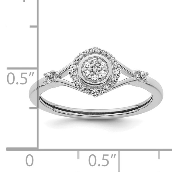 14k White Gold Complete Diamond Round Cluster Halo Engagement Ring