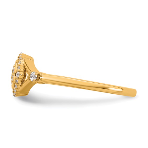 14k Complete Diamond Round Cluster Halo Engagement Ring