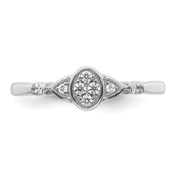 14k White Gold Complete Diamond Cluster Oval Engagement Ring