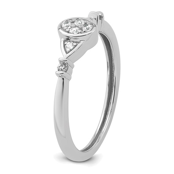 14k White Gold Complete Diamond Cluster Oval Engagement Ring