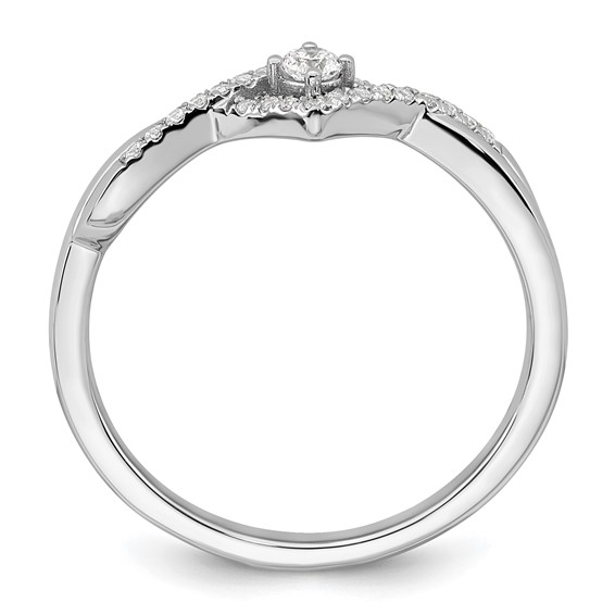14k White Gold Complete Diamond CrissCross Promise Ring