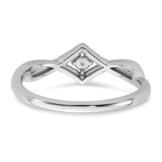 14k White Gold Complete Diamond CrissCross Promise Ring