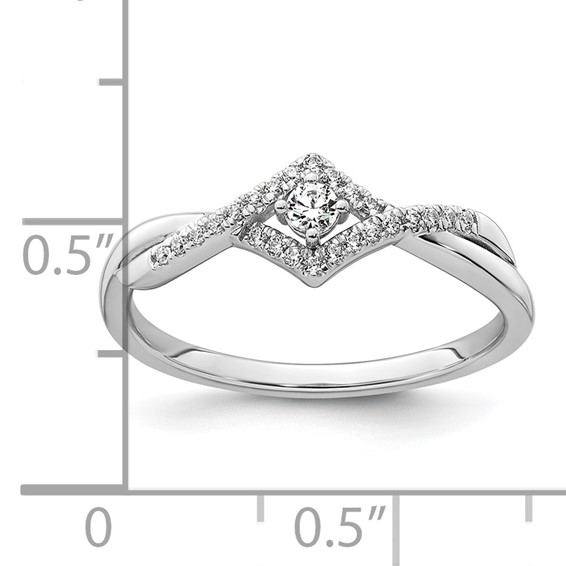 14k White Gold Complete Diamond CrissCross Promise Ring