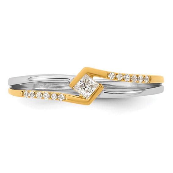 14K Two-tone Complete Diamond Promise Ring