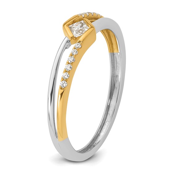 14K Two-tone Complete Diamond Promise Ring