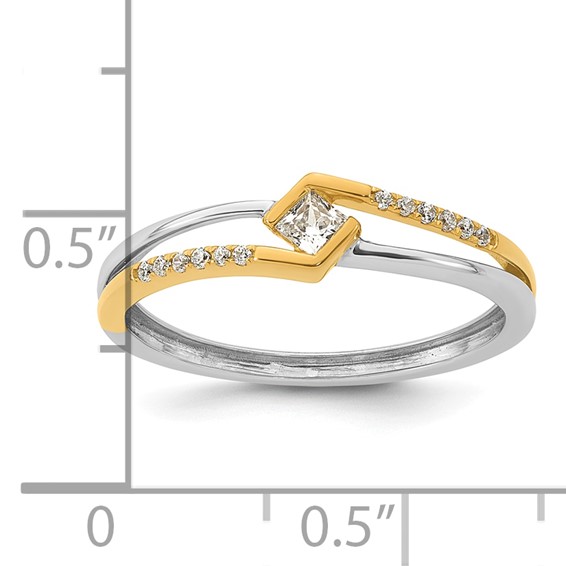 14K Two-tone Complete Diamond Promise Ring