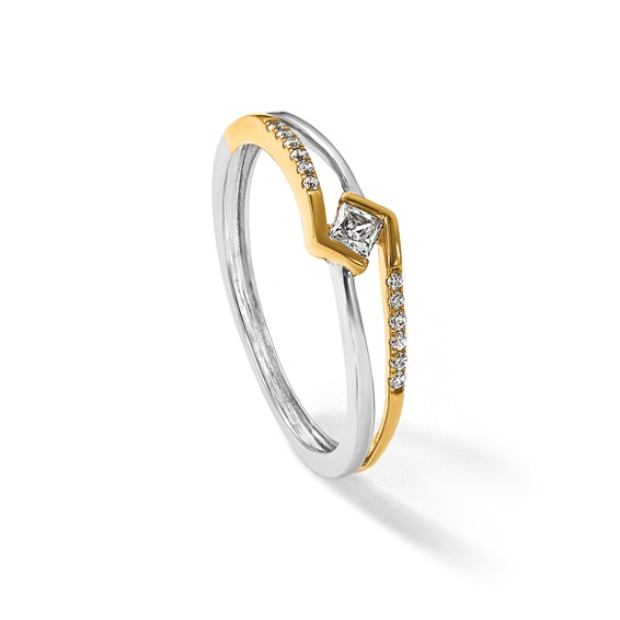 14K Two-tone Complete Diamond Promise Ring