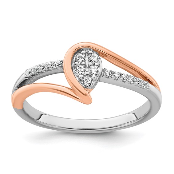 14k Two-tone Complete Diamond Cluster Teardrop Engagement Ring