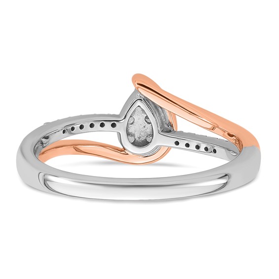 14k Two-tone Complete Diamond Cluster Teardrop Engagement Ring