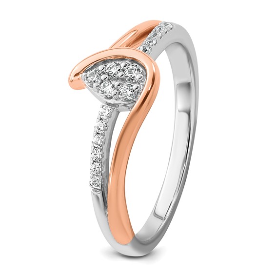 14k Two-tone Complete Diamond Cluster Teardrop Engagement Ring