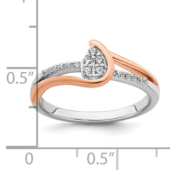 14k Two-tone Complete Diamond Cluster Teardrop Engagement Ring