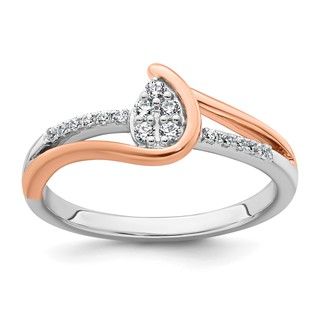 14k Two-tone Complete Diamond Cluster Teardrop Engagement Ring