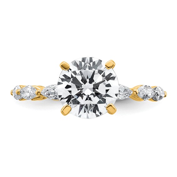 True Origin 14K Yellow Gold 5/8 carat Lab Ground Diamond VS+ F+ Semi-Mount Round Engagement Ring