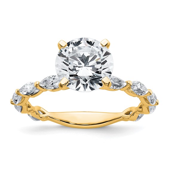 True Origin 14K Yellow Gold 5/8 carat Lab Ground Diamond VS+ F+ Semi-Mount Round Engagement Ring