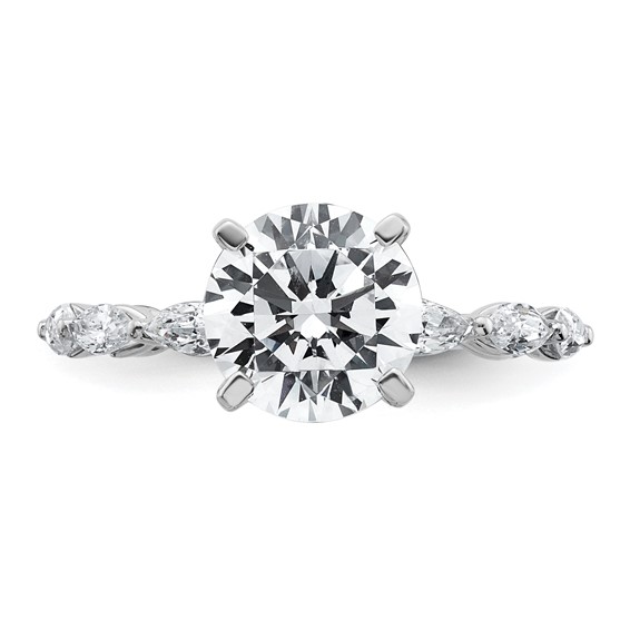 True Origin 14K White Gold 5/8 carat Lab Grown Diamond VS+ F+ Semi-Mount Round Engagement Ring
