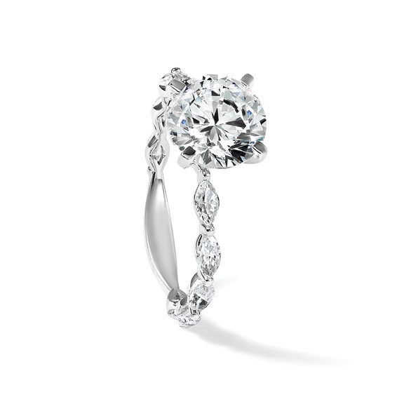 True Origin 14K White Gold 5/8 carat Lab Grown Diamond VS+ F+ Semi-Mount Round Engagement Ring
