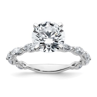 True Origin 14K White Gold 5/8 carat Lab Grown Diamond VS+ F+ Semi-Mount Round Engagement Ring