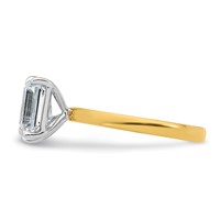 True Origin 14K Yellow Gold 2.88 Carat Lab Grown Diamond VS+ F+ Complete Pear and Emerald Two Stone Ring view 3