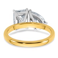 True Origin 14K Yellow Gold 2.88 Carat Lab Grown Diamond VS+ F+ Complete Pear and Emerald Two Stone Ring view 5