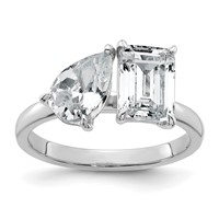 True Origin 14K White Gold 2.88 Carat Lab Grown Diamond VS+ F+ Complete Pear and Emerald Two Stone Ring view 1
