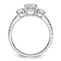 True Origin 14K White Gold 0.62 Carat Lab Grown Diamond VS+ F+ 1 Carat Center Round Semi Mount Three Stone Engagement Ring view 2
