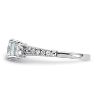 True Origin 14K White Gold 0.62 Carat Lab Grown Diamond VS+ F+ 1 Carat Center Round Semi Mount Three Stone Engagement Ring view 3