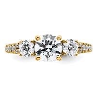 True Origin 14K Yellow Gold 0.62 Carat Lab Grown Diamond VS+ F+ 1 Carat Center Round Semi Mount Three Stone Engagement Ring view 4