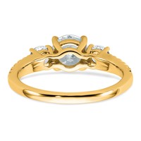 True Origin 14K Yellow Gold 0.62 Carat Lab Grown Diamond VS+ F+ 1 Carat Center Round Semi Mount Three Stone Engagement Ring view 5