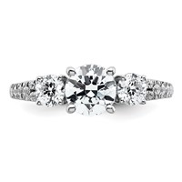 True Origin 14K White Gold 1.62 Carat Lab Grown Diamond VS+ F+ Round Complete Three Stone Engagement Ring view 4