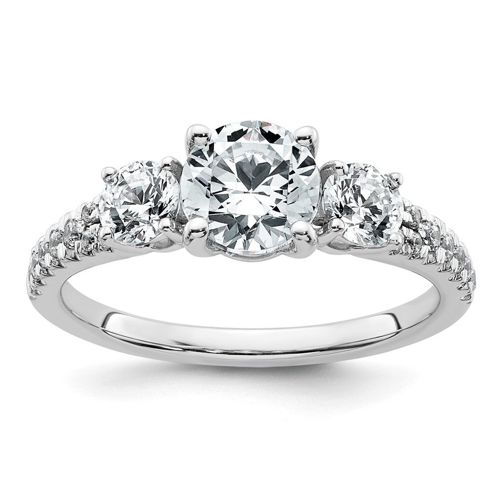 True Origin 14K White Gold 1.62 Carat Lab Grown Diamond VS+ F+ Round Complete Three Stone Engagement Ring