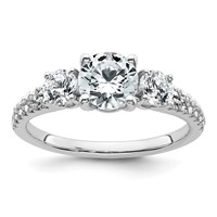 True Origin 14K White Gold 1.62 Carat Lab Grown Diamond VS+ F+ Round Complete Three Stone Engagement Ring view 1