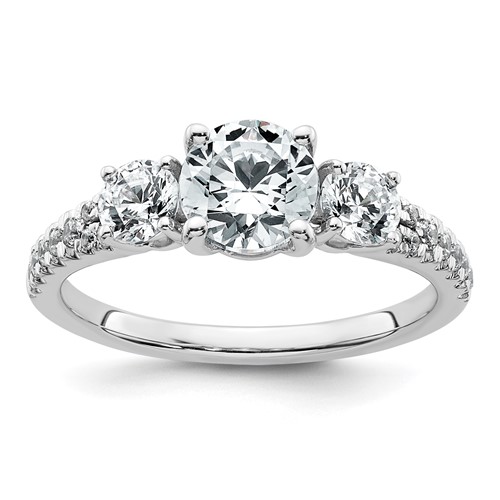 True Origin 14K White Gold 1.62 Carat Lab Grown Diamond VS+ F+ Round Complete Three Stone Engagement Ring