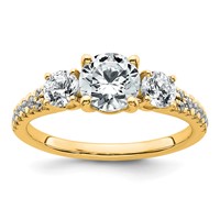 True Origin 14K Yellow Gold 1.62 Carat Lab Grown Diamond VS+ F+ Round Complete Three Stone Engagement Ring view 1