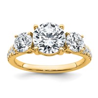 True Origin 14K Yellow Gold 3.20 Carat Lab Grown Diamond VS+ F+ Complete Oval Three Stone Ring view 1