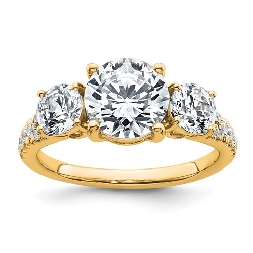 True Origin 14K Yellow Gold 3.20 Carat Lab Grown Diamond VS+ F+ Complete Oval Three Stone Ring