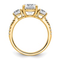True Origin 14K Yellow Gold 3.20 Carat Certified Lab Grown Diamond VS+ F+ Round Complete Three Stone Engagement Ring view 2