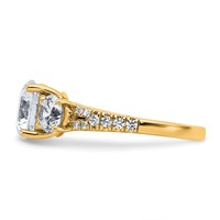 True Origin 14K Yellow Gold 3.20 Carat Certified Lab Grown Diamond VS+ F+ Round Complete Three Stone Engagement Ring view 3