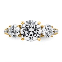 True Origin 14K Yellow Gold 3.20 Carat Certified Lab Grown Diamond VS+ F+ Round Complete Three Stone Engagement Ring view 4